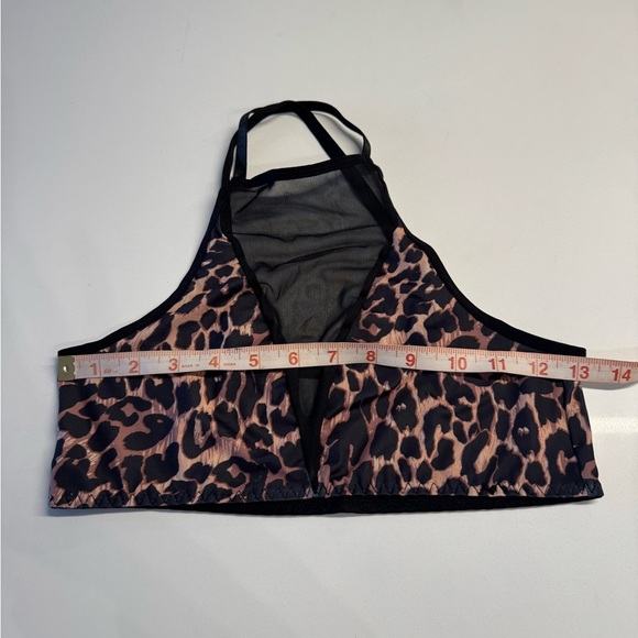 Leopard Black Tan Crop Top Bralette Size Medium NWT New - Picture 7 of 8